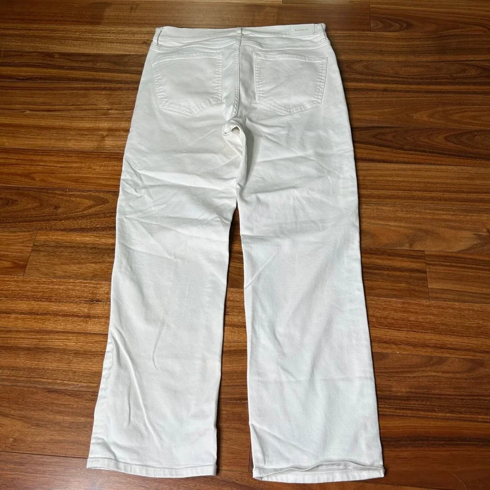 Express Modern Straight Super High Rise White Denim Jeans‎ Women's Size 14R - Picture 6 of 8